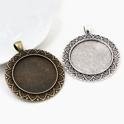 Front view of heart border pendant bezel blank finish options