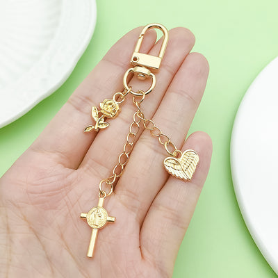 Image 1 showing a hand holding a gold keychain.