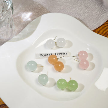 Colorful Round Candy Ball Small Stud Earrings in Four Colors