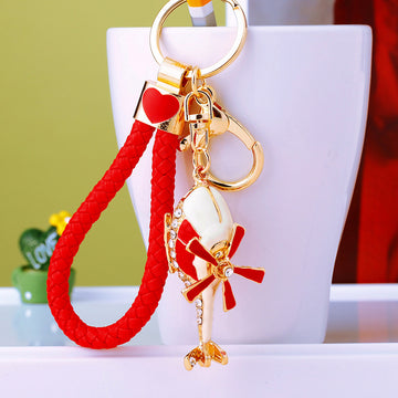 Jeweled Helicopter Keychains in Black and Red with Braided and Clasp Free Loops