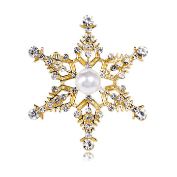 Gold Tone Silver Tone Five Point Star Crystal Pearl Look Two Designs Metal Brooch Pin