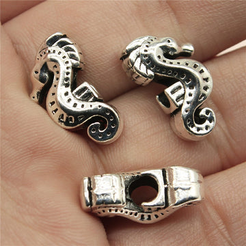 Detailed Seahorse Large Hole Metal Beads in Two Finishes