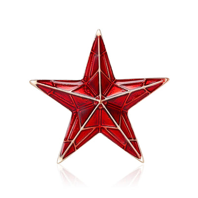 Product image 1 showing the faceted red five point star brooch with gold outline.