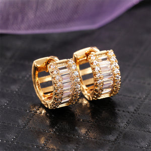 Baguette Channel Hinged Hoop Earrings In Gold And Silver Tones