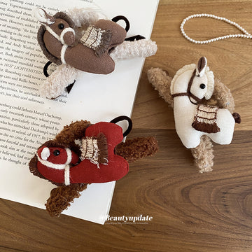 Fabric Pony Hair Claw Clips Sherpa Back Three Colorways