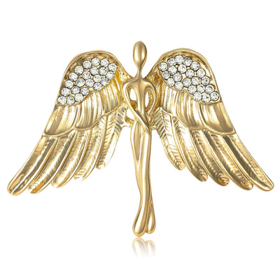 crystal angel figure wing brooch group view