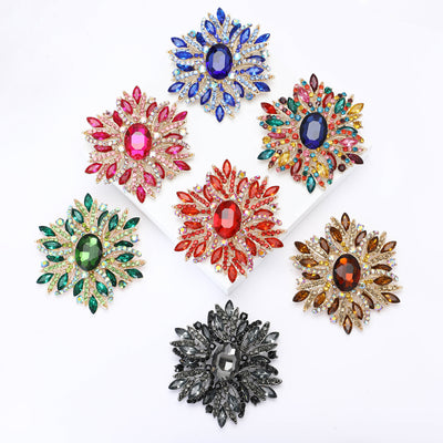 Oversized Crystal Flower Brooch shown alone on a light background
