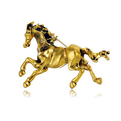 Front product view of the gold horse brooch