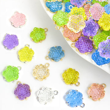 Textured Flower Cluster Metal Charms, 12 Colorways