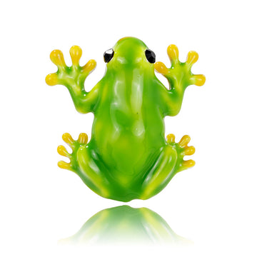Green Yellow Frog Enamel Metal Brooch Pin for Jackets and Lapels