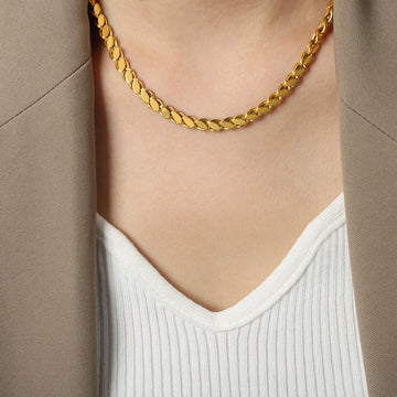 Leaf Link Chain Necklaces Bracelets Gold Steel Black Rainbow