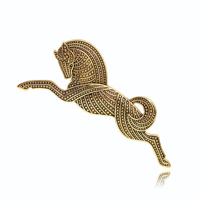 Front product view of the horse brooch pin in gold