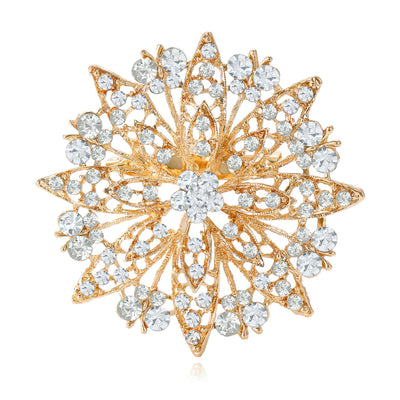 Main product view of 金银双色水晶太阳花胸针 on a light background