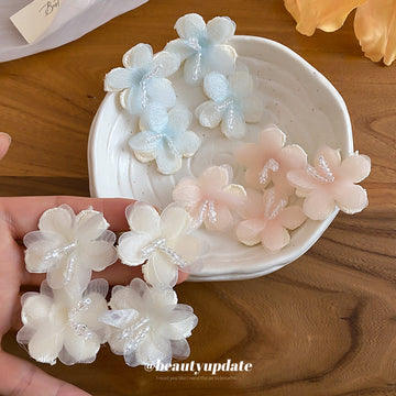 Clustered Pastel Flower Stud Earrings in Pink White and Blue