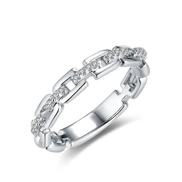Rectangular Frame And Round Stone Slim Ring In Three Metal Tones