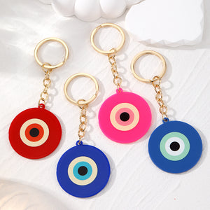 Acrylic Round Evil Eye Keychain Gold Ring 4 Colors