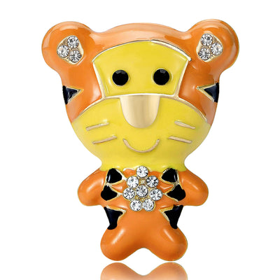 Cartoon Tiger Brooch on white background