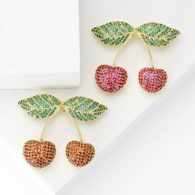 crystal cherry pair brooch shown in the main product arrangement