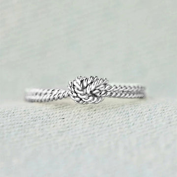 Silver Tone Twisted Rope Knot Band Ring Sizes 5 to 12