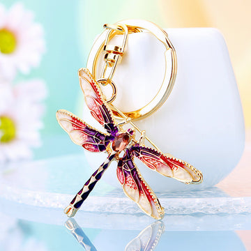 Jeweled Dragonfly Keychains in Purple Green Orange and Assorted Colors