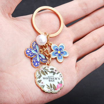 Blue or Pink Butterfly Flower and Mothers Day Keychains