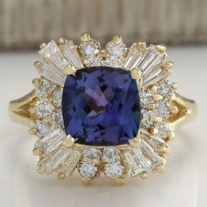 Gold Tone Deep Blue Cushion CZ Halo Ring Sizes 6-10