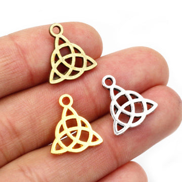 Openwork Triangular Knot Charms in Four Finish Options