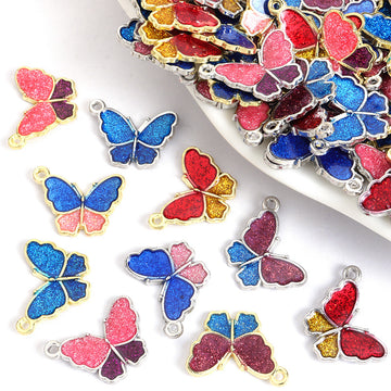 Enamel-Look Gold Silver Butterfly Alloy Charms in 10 Styles