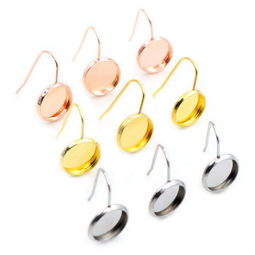 Round Earring Post Bezel Settings in Three Sizes and Finishes