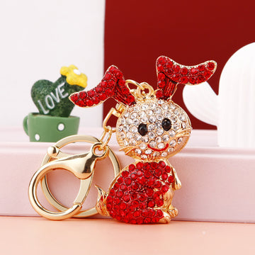 Jeweled Bent Ear Rabbit Keychains in Three Colors and Random Option