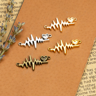 Heartbeat line connector components displayed in multiple metal finishes