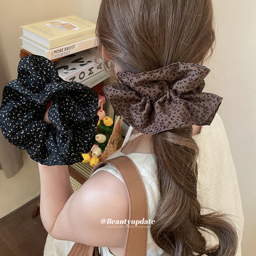 Leopard Fabric Satin Bow Oversized Hair Claw 2 Colors