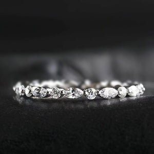 Alternating Marquise And Round Clear Stone Eternity Band