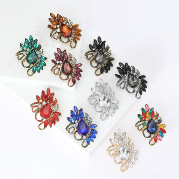 Teardrop Crystal Swirl Brooch with Faceted Stones for Jackets and Scarves