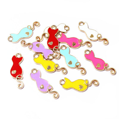 Colorful Cat Charms arranged in the pictured color and finish options