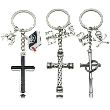 Cross Moon Star and Halloween Charm Keychains Twelve Styles