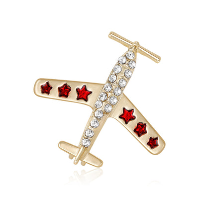 Crystal Airplane Brooch shown against a white display background