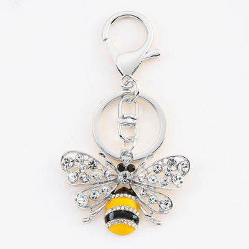Rhinestone Bee Keychain Metal Insect Bag Charm Pendant
