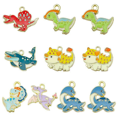 Colorful cake charms arranged on a light background