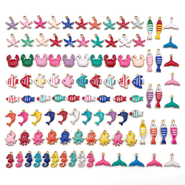 Colorful Starfish and Crab Metal Charms with 10 Listed Options