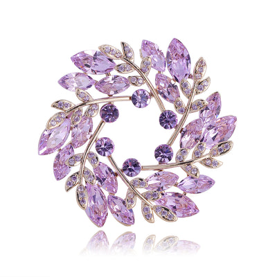 Front product view of the bauhinia flower brooch pin in purple and pink