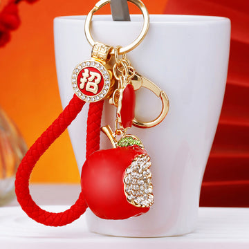 Crystal Apple Keychains in Red and Green with Optional Fortune Loops