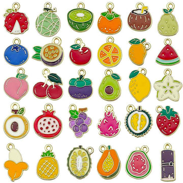 Colorful Strawberry and Cherry Metal Charms with 32 Listed Options
