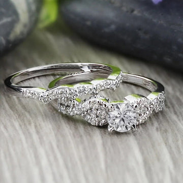 Clear Stone Marquise Ring Sets In Gold And Silver Tone Finishes