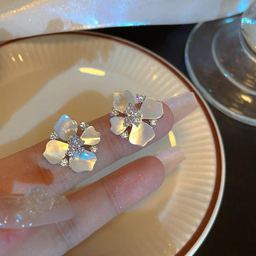 Iridescent Crystal Flower Stud Earrings Fashion Earrings