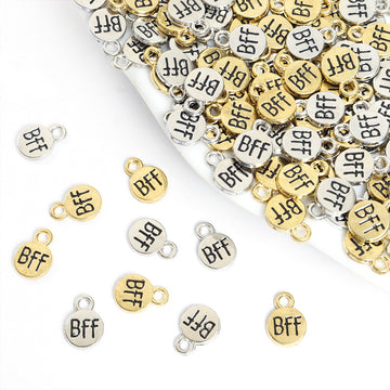 Enamel-Look Gold Silver Letter Alloy Charms in 2 Styles