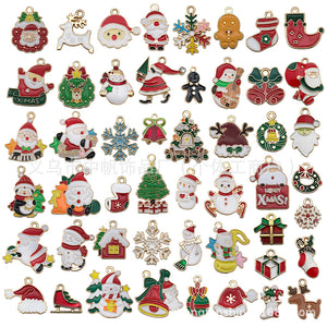 Zinc Alloy Enamel Christmas Charms with Santa, Bell, and Tree Shapes