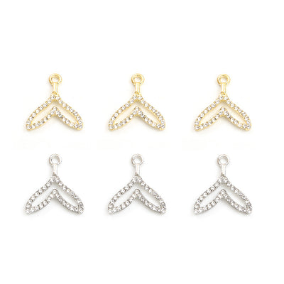 Crystal Mermaid Tail Alloy Charm Pendants arranged on a white background