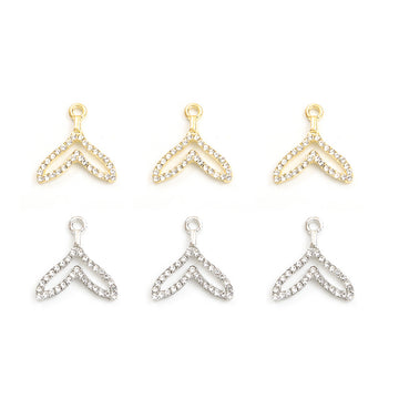 Crystal Mermaid Tail Alloy Charm Pendants in Two Metal Tones