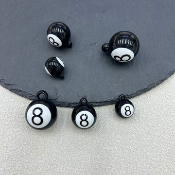 Glossy Resin Number 8 Ball Charm Pendant Three Sizes